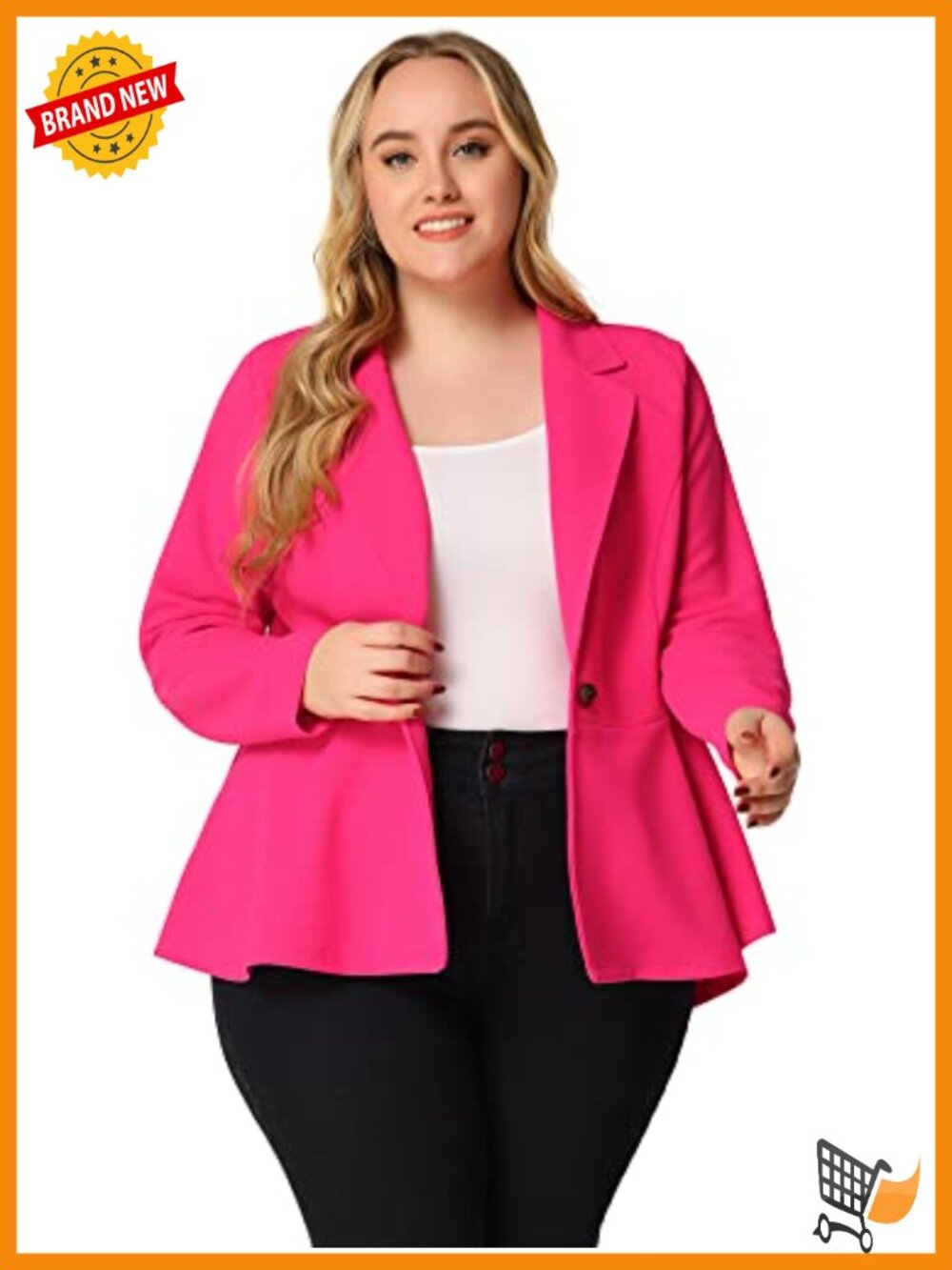 Plus Size Peplum Blazer Notched Lapel Ruffled Hem Work Blazer Business Casual